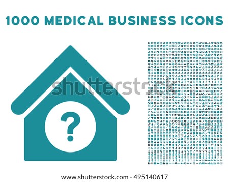 Status Building icon with 1000 medical commercial soft blue vector pictographs. Clipart style is flat bicolor symbols, white background.