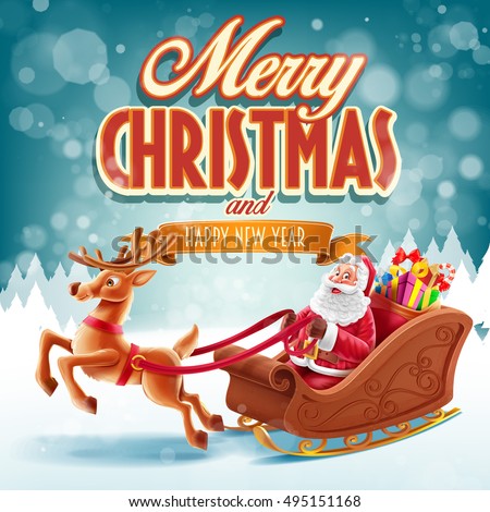 merry christmas with santa claus Royalty-Free Stock Photo #495151168