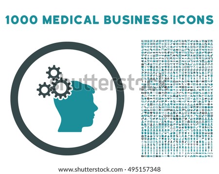 Business Idea icon with 1000 medical commercial soft blue vector design elements. Clipart style is flat bicolor symbols, white background.