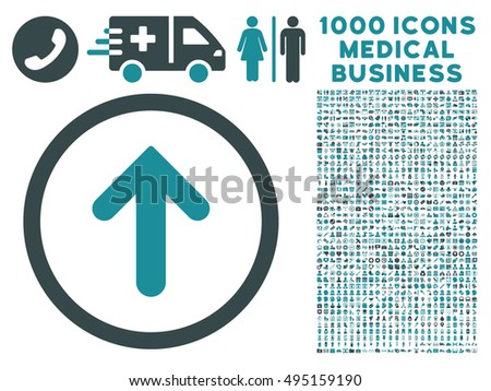 Arrow Up icon with 1000 medical commercial soft blue vector pictographs. Set style is flat bicolor symbols, white background.
