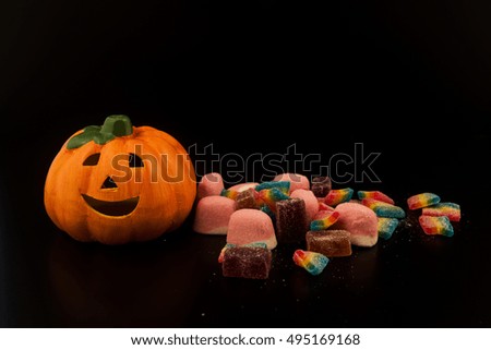Halloween pumpkin with candlelight and boke background