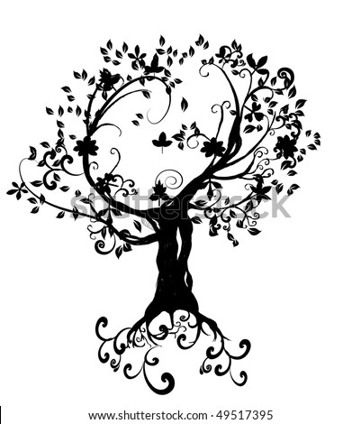 abstract vector tree silhouette