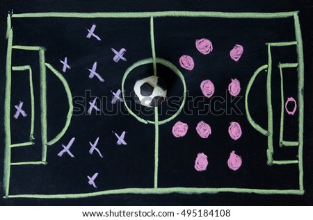football formation plan on chalk board