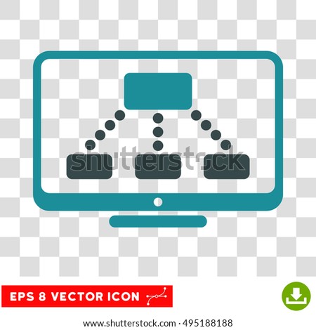 Vector Hierarchy Monitor EPS vector icon. Illustration style is flat iconic bicolor soft blue symbol on a transparent background.