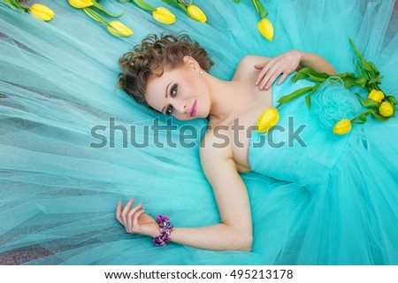 Beautiful young white girl in ball gown