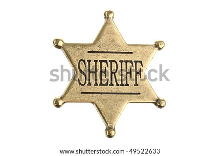 Six point sheriff star badge isolated on white Royalty-Free Stock Photo #49522633