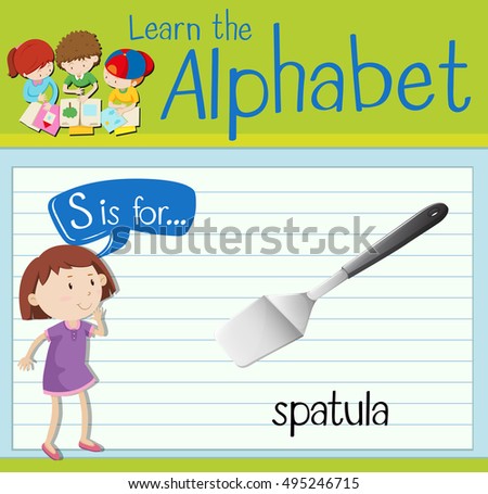 Flashcard letter S is for spatula illustration
