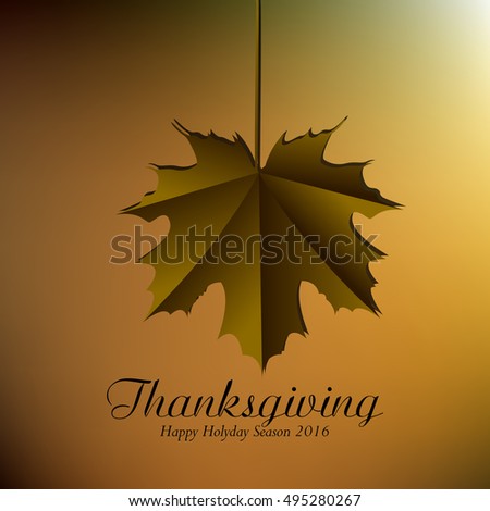 Thanksgiving day banner with a leaf, Vector illustration