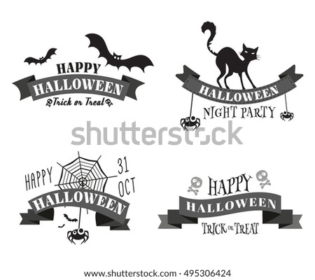 Halloween banners, badges and design elements