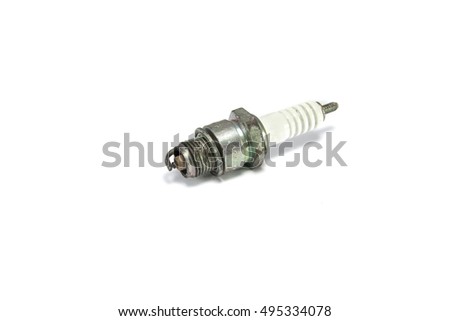 old spark plug on white background