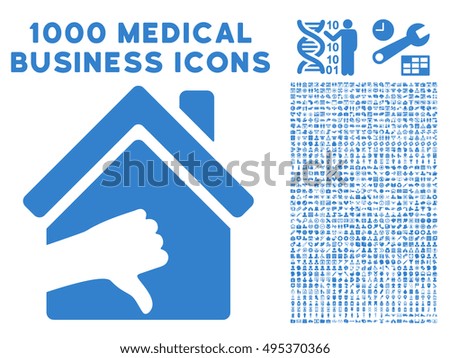 Terrible House icon with 1000 medical commerce cobalt vector design elements. Collection style is flat symbols, white background.
