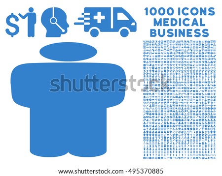 Standing Man icon with 1000 medical commercial cobalt vector pictographs. Collection style is flat symbols, white background.
