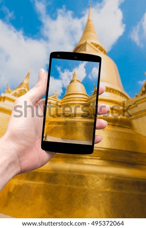 Take Photo With Your Smart Phone Temple In Thailand