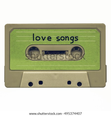 Vintage looking Magnetic tape cassette mixtape of love songs