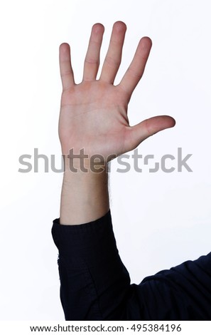  hand showing the five fingers isolated on a white background