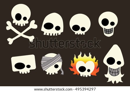 skull icon element set for Halloween. vector illustration