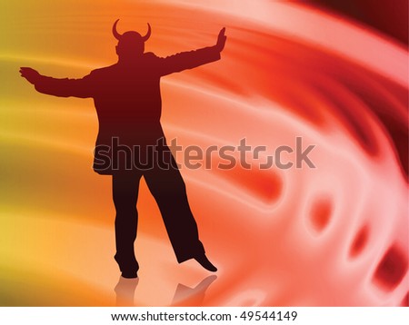 Devil on Abstract Liquid Wave Background Original Vector Illustration