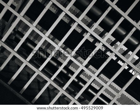 Abstract metal architecture texture and pattern black and white background
