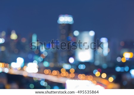 Night Bangkok city blurred light, abstract background