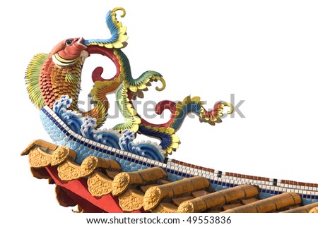 Colorful Chinese decoration on temple roof.
