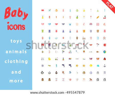 Baby set. Icons for web and mobile application. Vector illustration on a white background. Flat design style.
