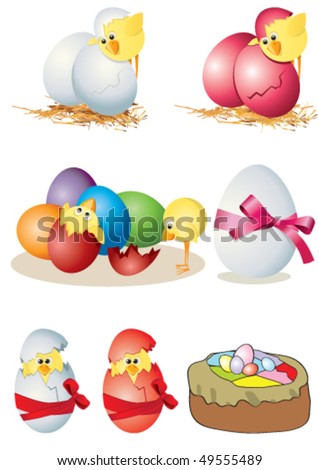 Easter eggs and pie. Clip-art