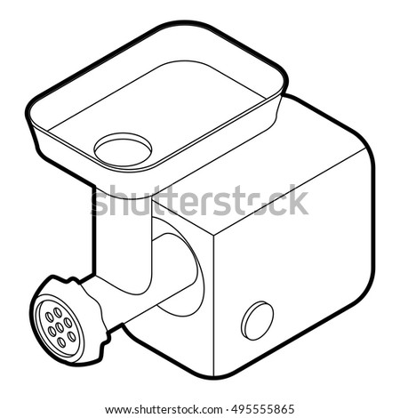 Electric meat grinder icon in outline style on a white background vector illustration