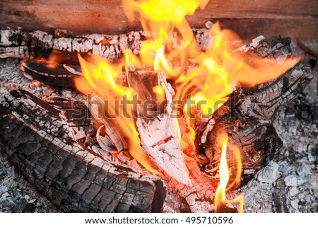Hot coals in the fire fire wood charcoal