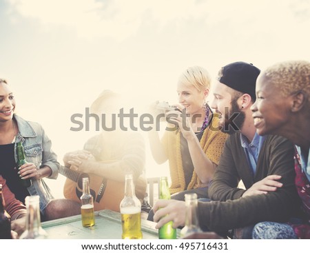 Group Of People Drinking Togetherness Concept