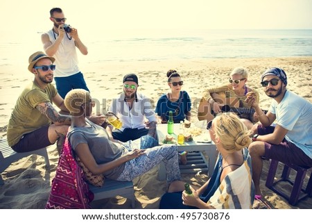 Group Of People Drinking Togetherness Concept