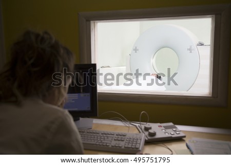 scientist Scanning the brains of patients with a Ct scan