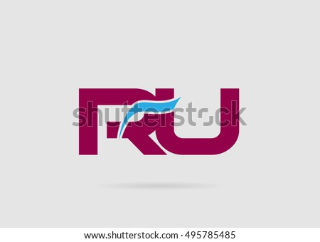 RU negative space letter logo
