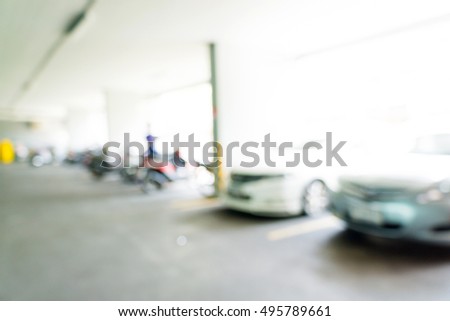 Blurred parking cars in the city, Transport background