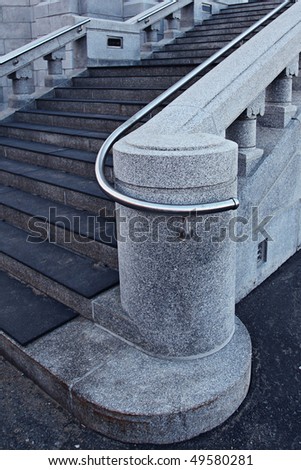 Details of steps, Beautiful old Church in Quebec, Canada