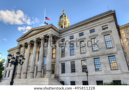Brooklyn Borough Hall in New York, USA. Constructed in 1848 in the Greek Revival style. Royalty-Free Stock Photo #495811228