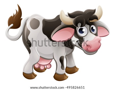 A cartoon cute cow farm animal character