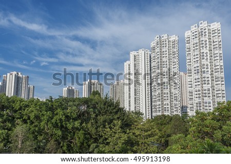 Highrise residential building in Hong Kong city