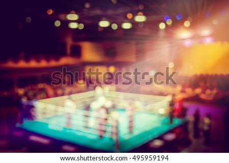 vintage blur boxing ring with spot light.