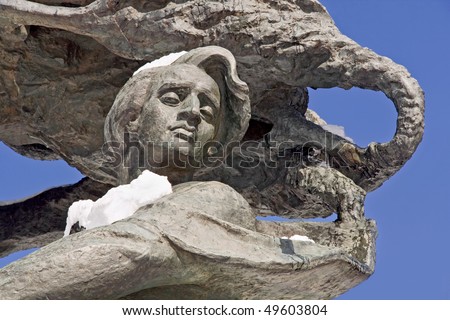 Detail of monument of Frederic Chopin in park Lazienki. Warsaw.
