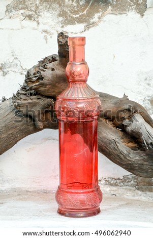 Photo Picture of Vintage Old Fashioned Glass Bottle 