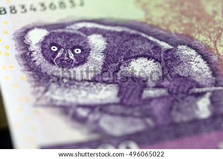 Close up view of beautiful money from Madagascar 