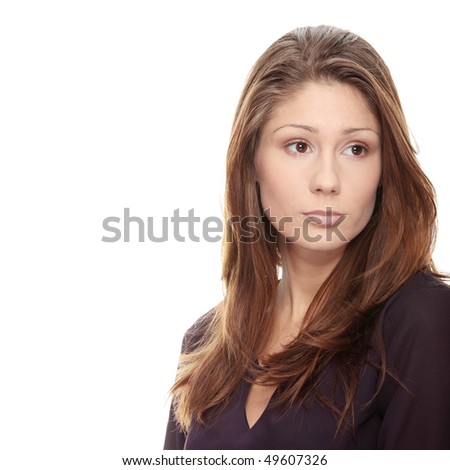 Young beautiful woman with depression, isolated