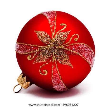 Perfect red christmas ball isolated on a white background 