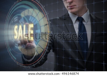 Young handsome businessman in sales concept