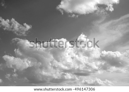 sky with clouds, black and white background