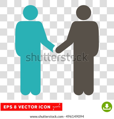 Vector Persons Handshake EPS vector pictogram. Illustration style is flat iconic bicolor grey and cyan symbol on a transparent background.