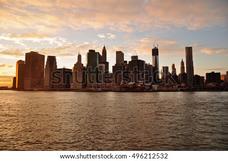 sunset over Manhattan