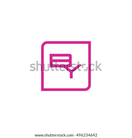 The letter B and Y Monogram With Frame Square. Logo Design Template Pink