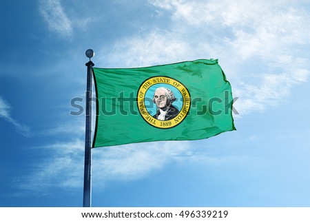 State of Washington flag on the mast