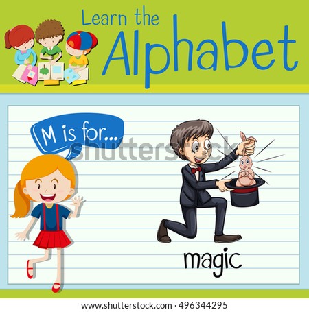 Flashcard letter M is for magic illustration